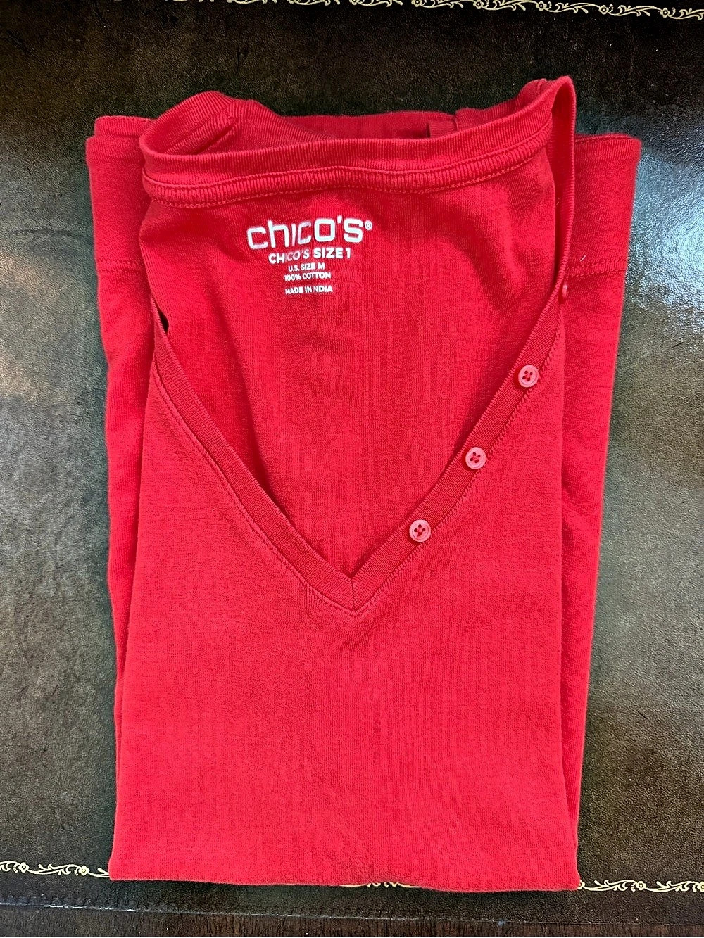 Chico's V-Neck Tank Top with Button Detail